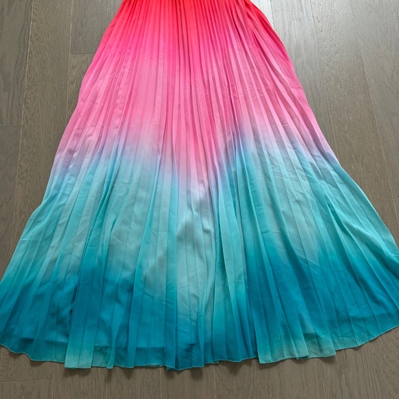 AMUR Emmett Pleated Ombre Gradient Sleeveless Pink Maxi Dress Gown - Size 8 - Picture 5 of 12